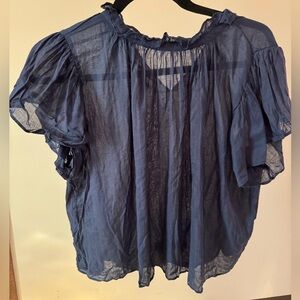 Trovata Sheer Navy Blouse